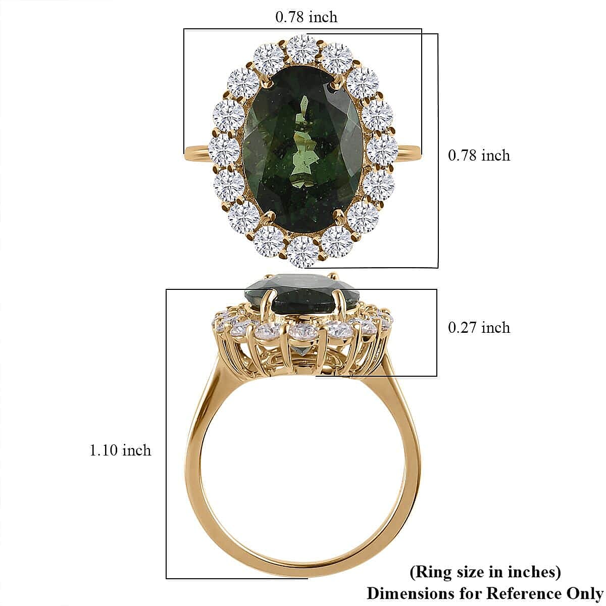 Luxoro 10K Yellow Gold Premium Tanzanian Natural Green Apatite and Moissanite Halo Ring (Size 10.0) 7.00 ctw