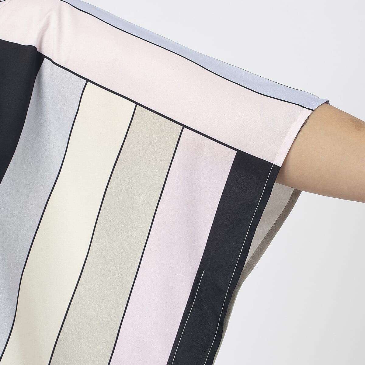 Tamsy Pastel Stripe Japan Satin 2 Piece Kaftan Pant Set - One Size Plus image number 3