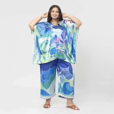 Dyed Satin Silk Lounge Wear, 2 Piece