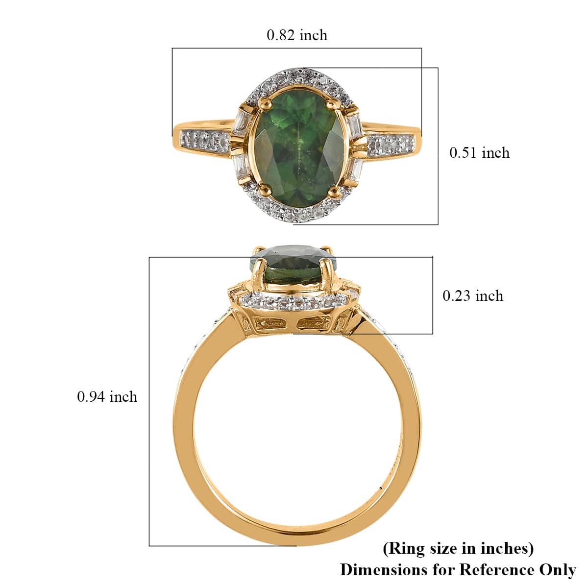 Green Apatite, White Zircon Ring in Vermeil YG Over Sterling Silver (Size 10.0) 2.25 ctw image number 5