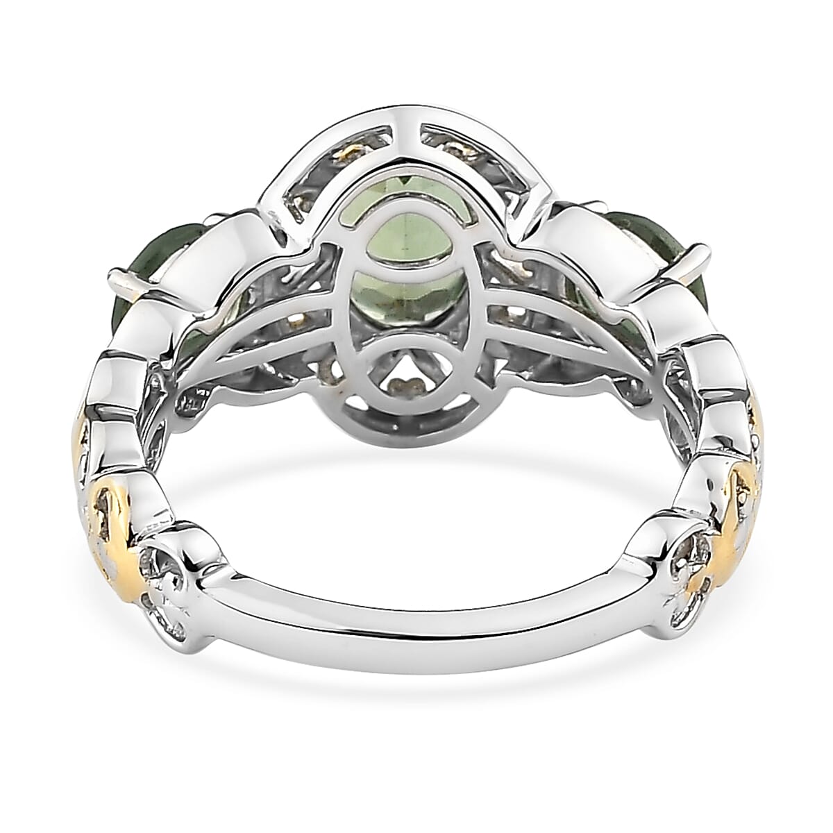 reen Apatite 3 Stone Ring in Vermeil YG and Platinum Over Sterling Silver 2.25 ctw image number 4