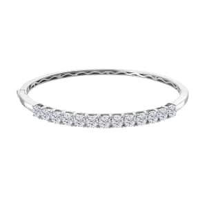 Moissanite 5.85 ctw Bangle Bracelet, Moissanite Bracelet,  Platinum Over Sterling Silver Bracelet, Moissanite Jewelry (7.25 In)