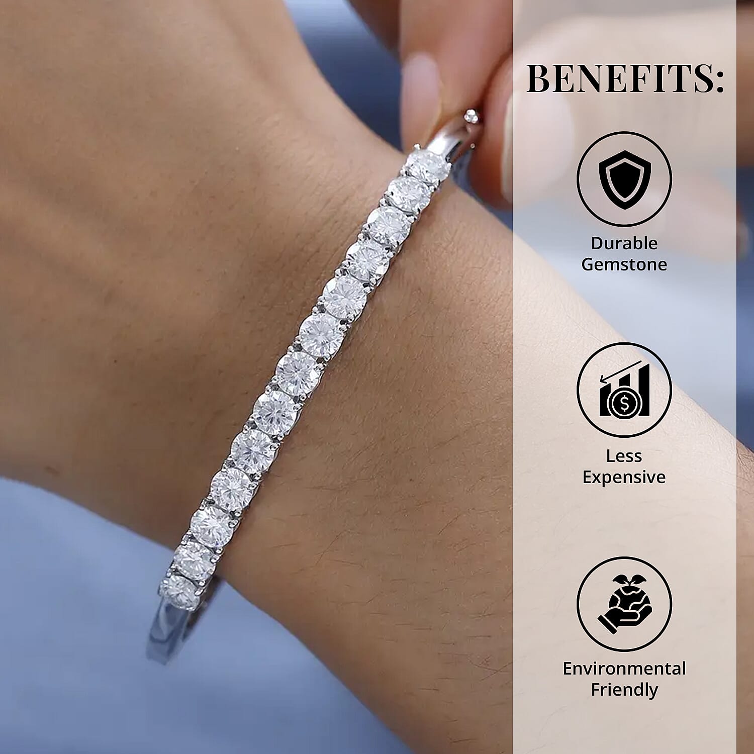 D'Joy Moissanite 5.85 ctw Bangle Bracelet, Moissanite Bracelet,  Platinum Over Sterling Silver Bracelet, Moissanite Jewelry (7.25 In)