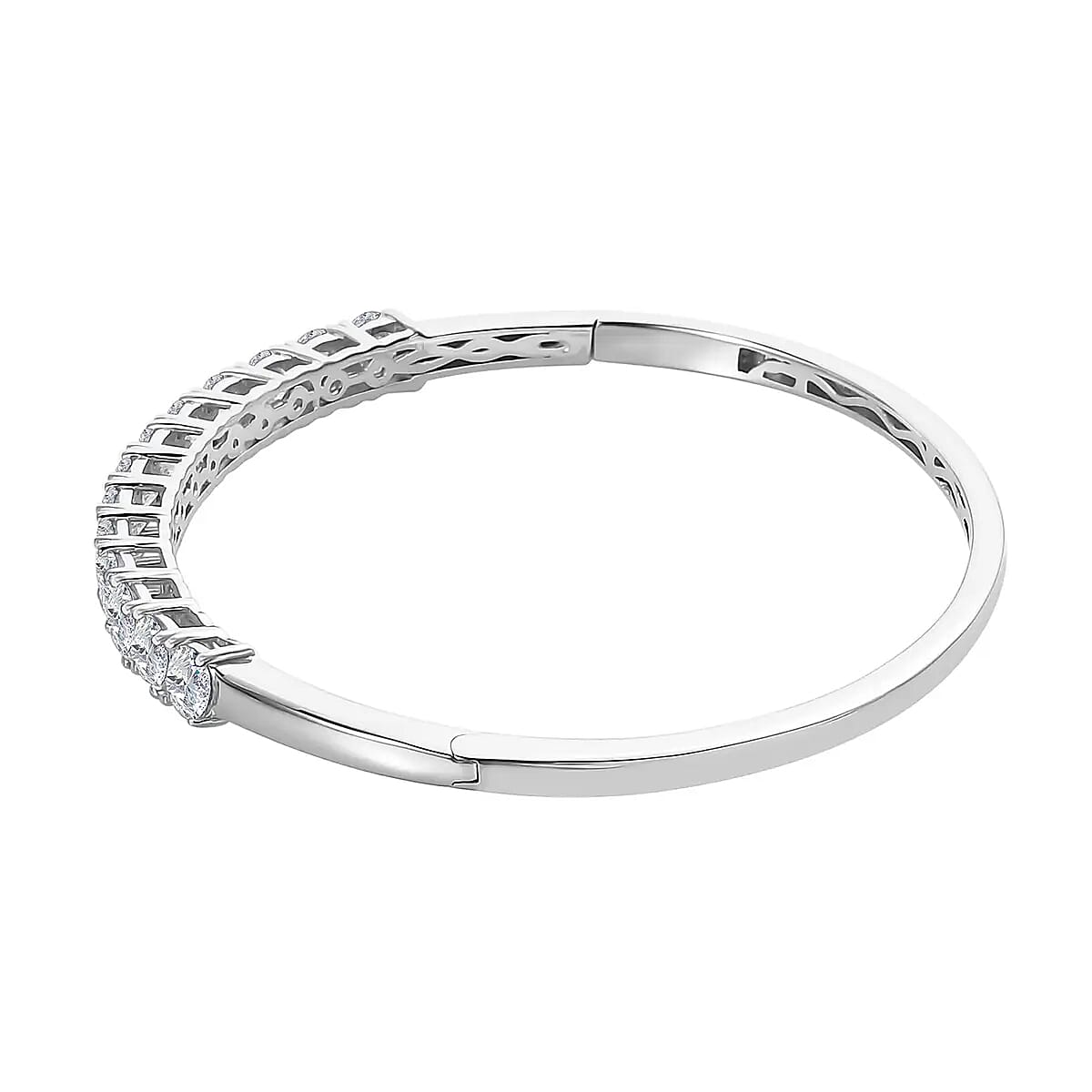 D'Joy Moissanite 5.85 ctw Bangle Bracelet, Moissanite Bracelet,  Platinum Over Sterling Silver Bracelet, Moissanite Jewelry (7.25 In)