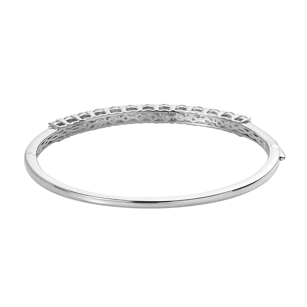 Moissanite 5.85 ctw Bangle Bracelet, Moissanite Bracelet,  Platinum Over Sterling Silver Bracelet, Moissanite Jewelry (7.25 In) image number 5