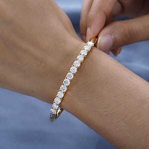 Moissanite 5.85 ctw Bangle Bracelet, Moissanite Bracelet, Vermeil YG Over Sterling Silver Bracelet, Moissanite Jewelry (7.25 In)