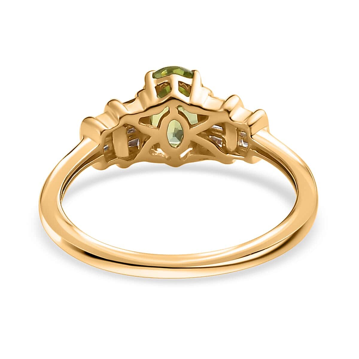 Luxoro 14K Yellow Gold AAA Capelinha Sphene and G-H I3 Diamond Ring (Size 10.0) 1.10 ctw