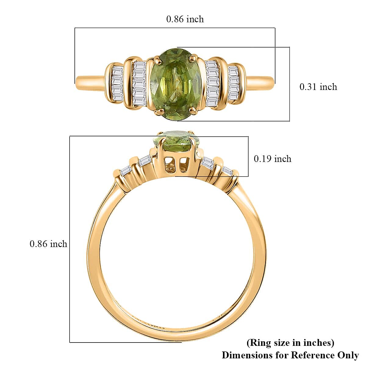 Luxoro 14K Yellow Gold AAA Capelinha Sphene and G-H I3 Diamond Ring (Size 10.0) 1.10 ctw