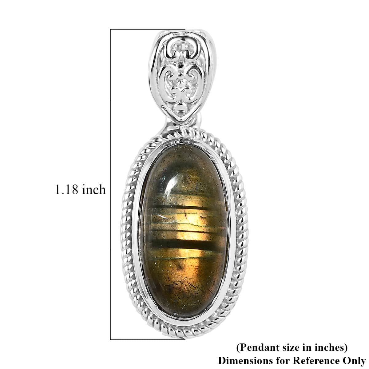 Malagasy Labradorite Solitaire Pendant in Platinum Over Copper with Magnet 5.50 ctw image number 5