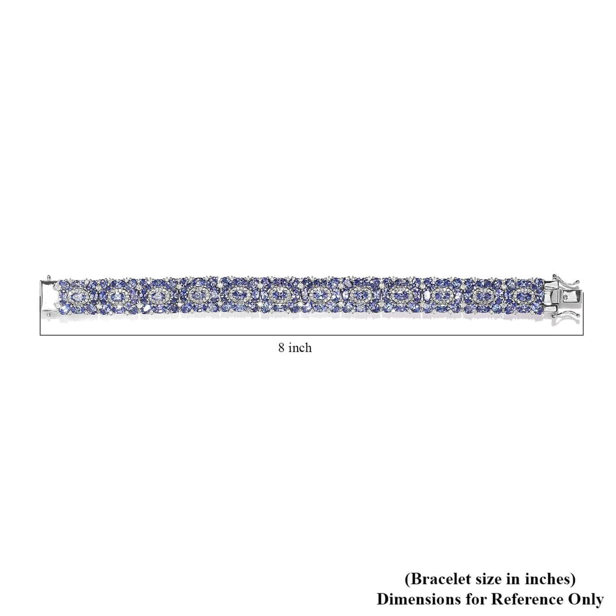 Tanzanite and White Zircon Bracelet in Platinum Over Sterling Silver (7.25 In) 30.50 ctw image number 3