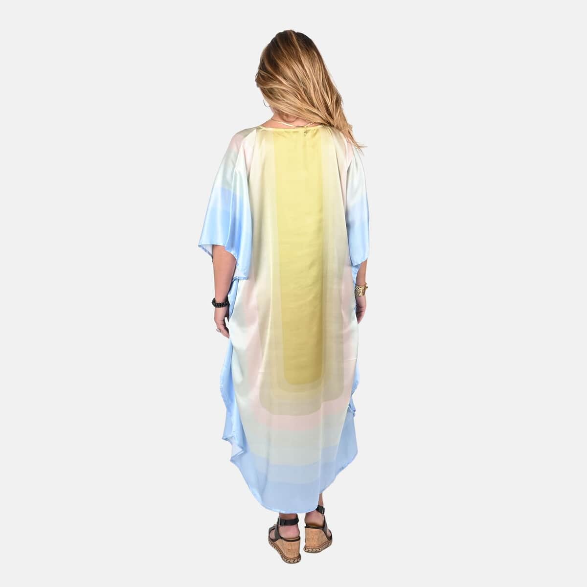 Tamsy  Pastel Rainbow Colors Printed Kaftan - One Size Fits Most image number 1