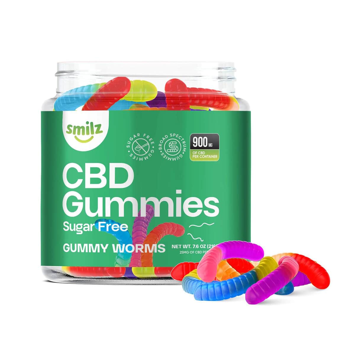 Smilz Broad Spectrum CBD Sugar-free Clear Worms - 900mg image number 0