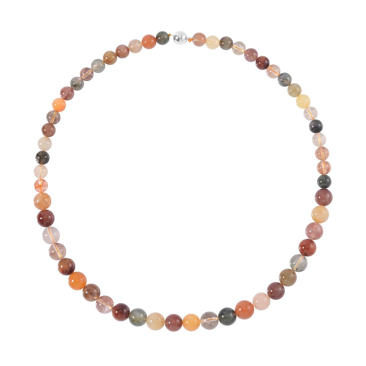 Multi Rutilated Quartz Beaded Necklace 20 Inches with Magnetic Lock in Rhodium Over Sterling Silver 300.00 ctw image number 0