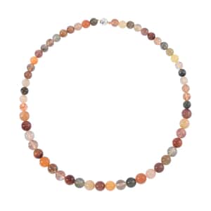 Multi Rutilated Quartz Beaded Necklace 20 Inches with Magnetic Lock in Rhodium Over Sterling Silver 300.00 ctw