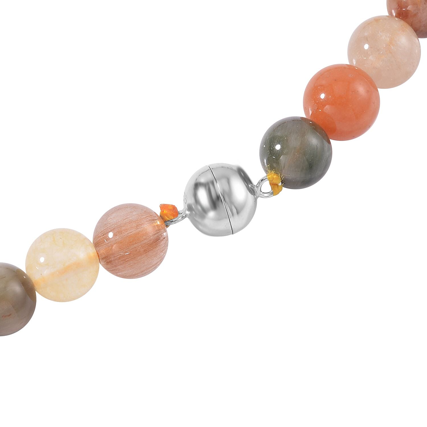 Multi Rutilated Quartz Beaded Necklace 20 Inches with Magnetic Lock in Rhodium Over Sterling Silver 300.00 ctw