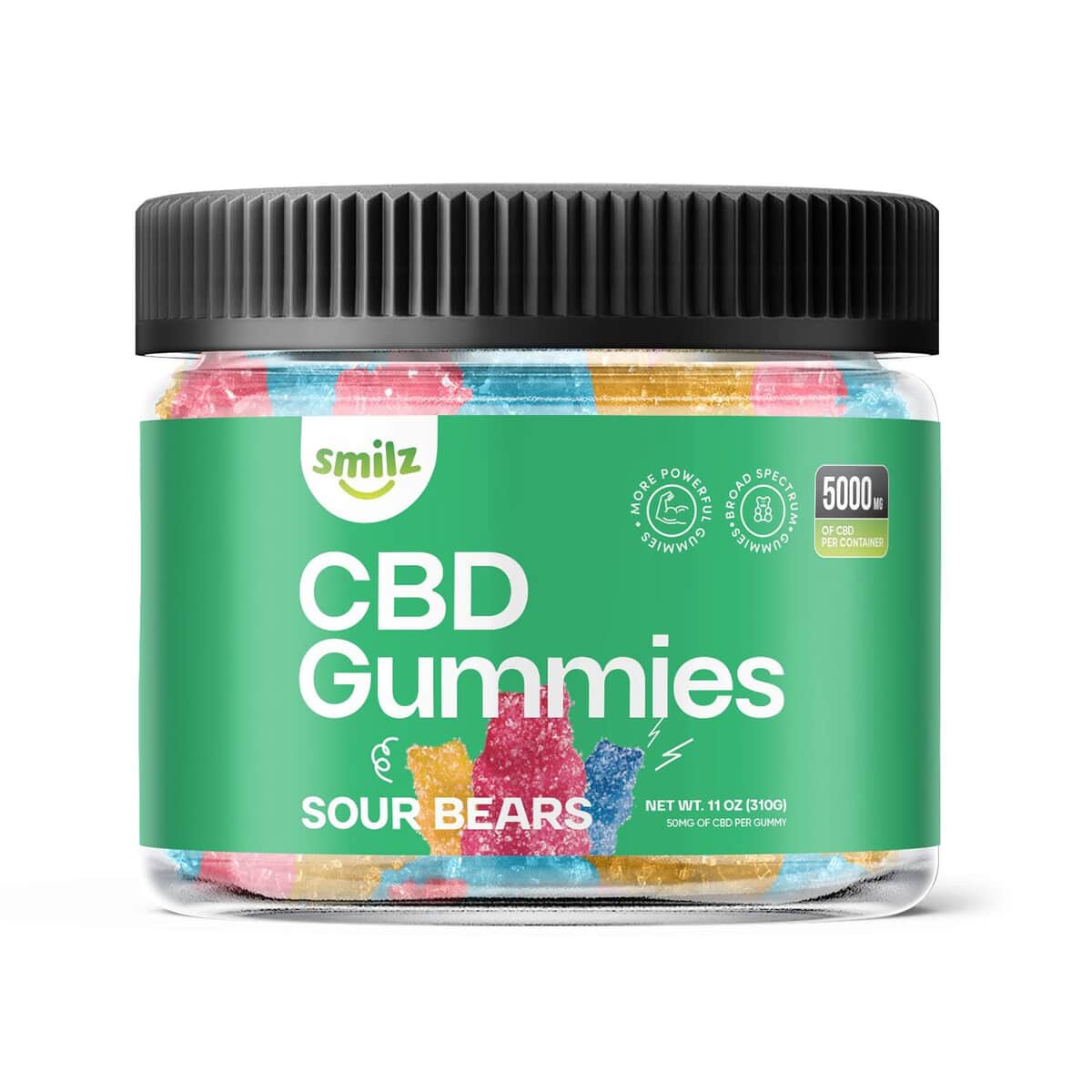 Smilz Broad Spectrum CBD Sour Gummy Bears - 5,000mg image number 1