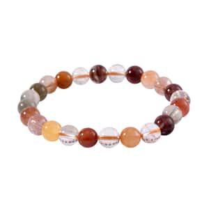 Multi Rutilated Quartz Beaded Stretch Bracelet 80.00 ctw