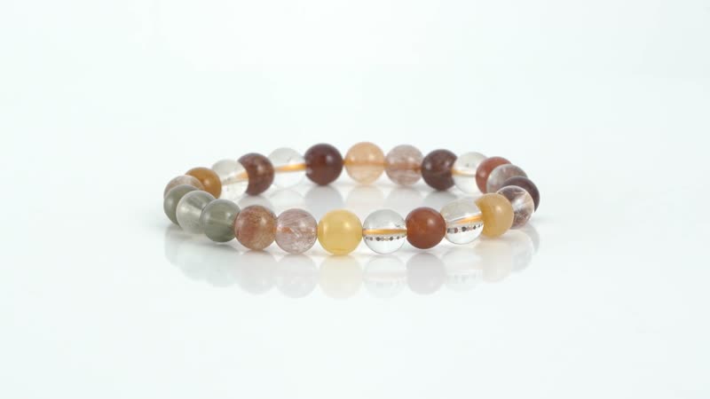 Multi Rutilated Quartz Beaded Stretch Bracelet 80.00 ctw