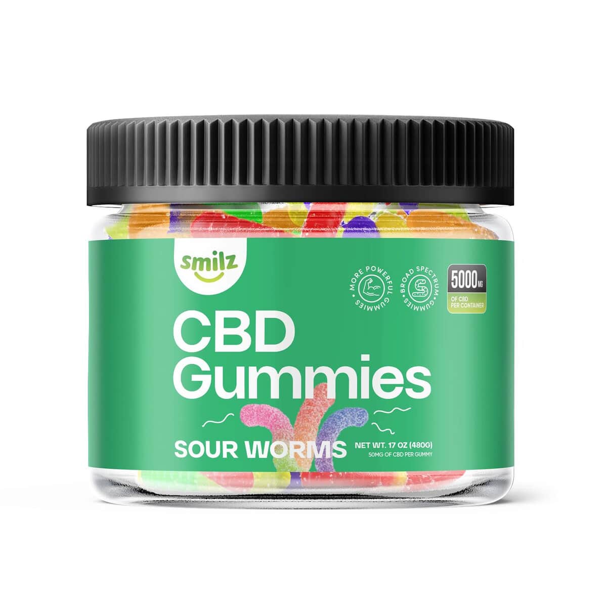 Smilz Broad Spectrum CBD Sour Worms - 5,000 MG image number 1