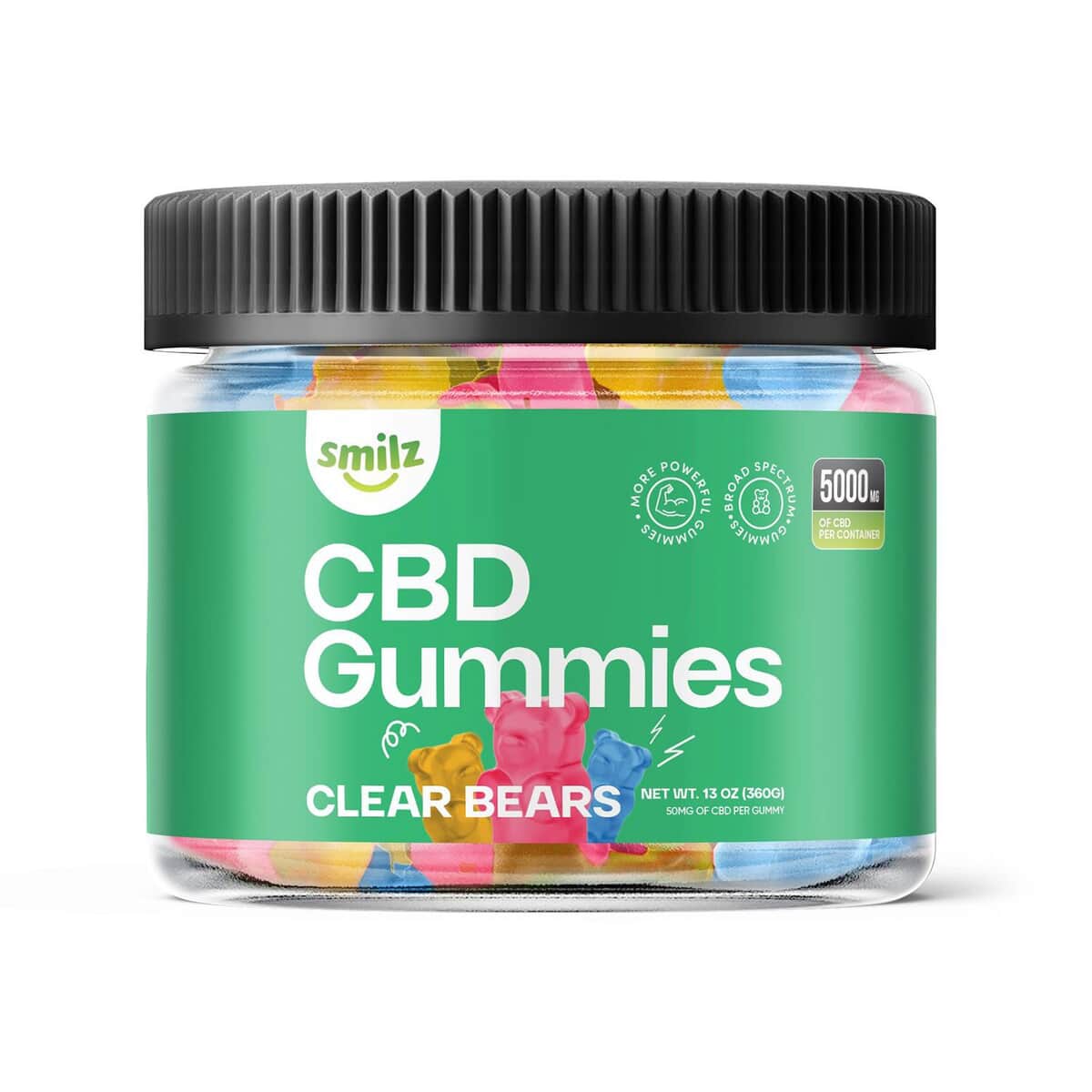 Smilz Broad Spectrum CBD Clear Gummy Bears - 5,000 MG image number 1