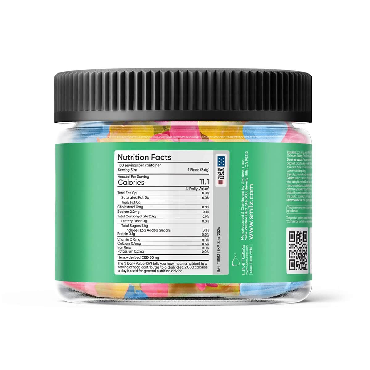 Smilz Broad Spectrum CBD Clear Gummy Bears - 5,000 MG image number 4