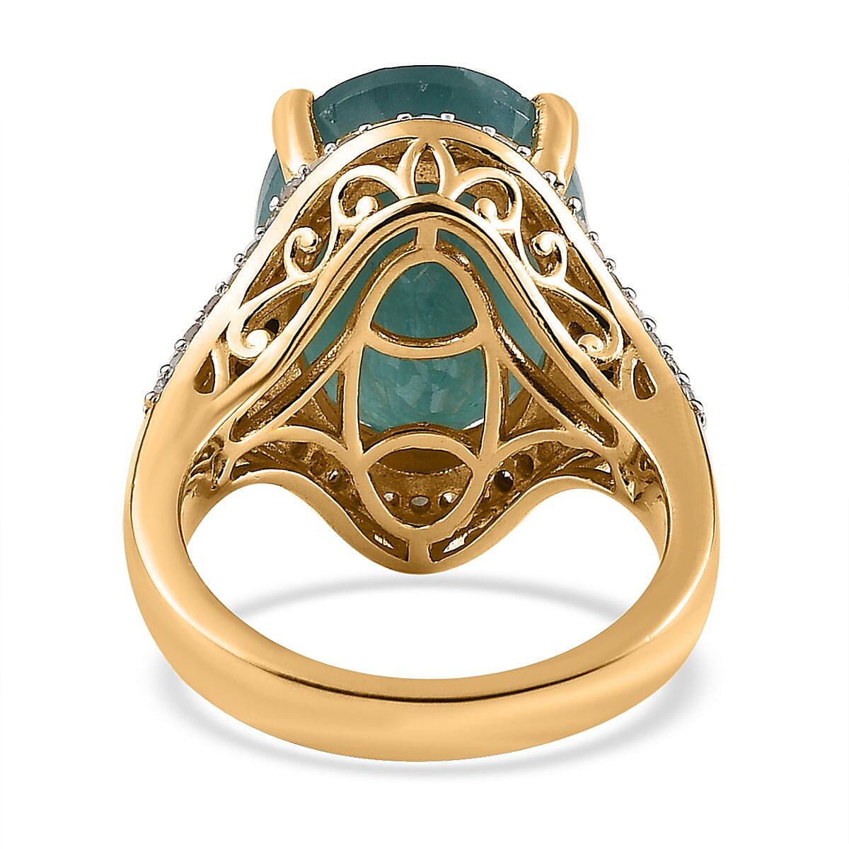 Grandidierite, Natural Champagne and White Diamond Ring in Vermeil Yellow Gold Over Sterling Silver (Size 10.0) 10.25 ctw