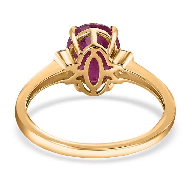 Luxoro 14K Yellow Gold AAA Montepuez Ruby and G-H I2 Diamond Ring (Size 10.0) 1.75 ctw