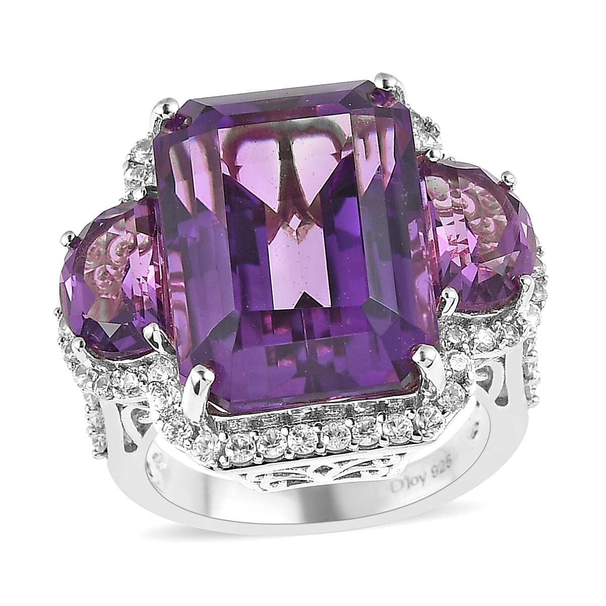 annual_rings365 アメジスト Buy African Amethyst and White Zircon Ring in Platinum Over