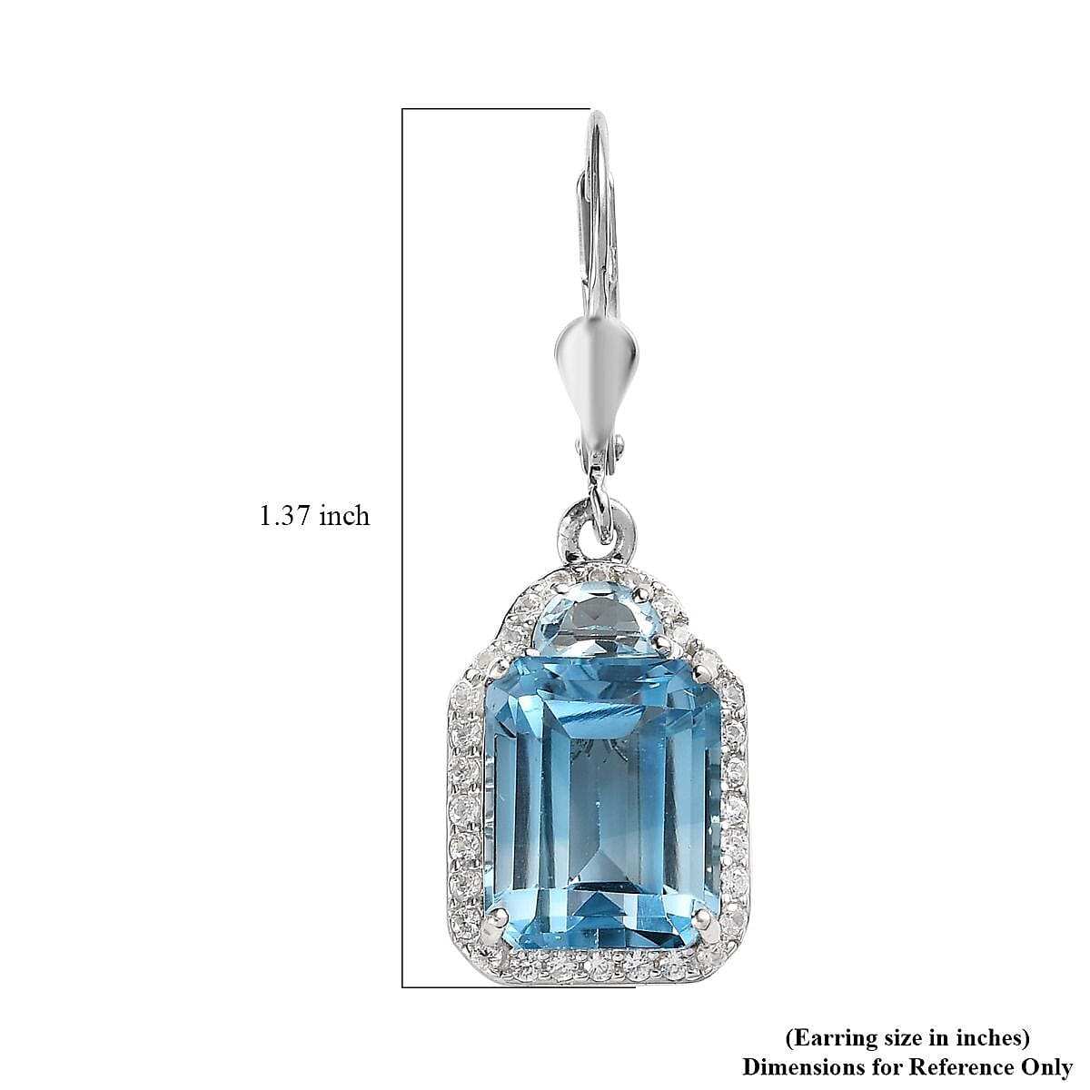 Sky Blue Topaz and White Zircon Lever Back Earrings in Platinum Over Sterling Silver 13.50 ctw