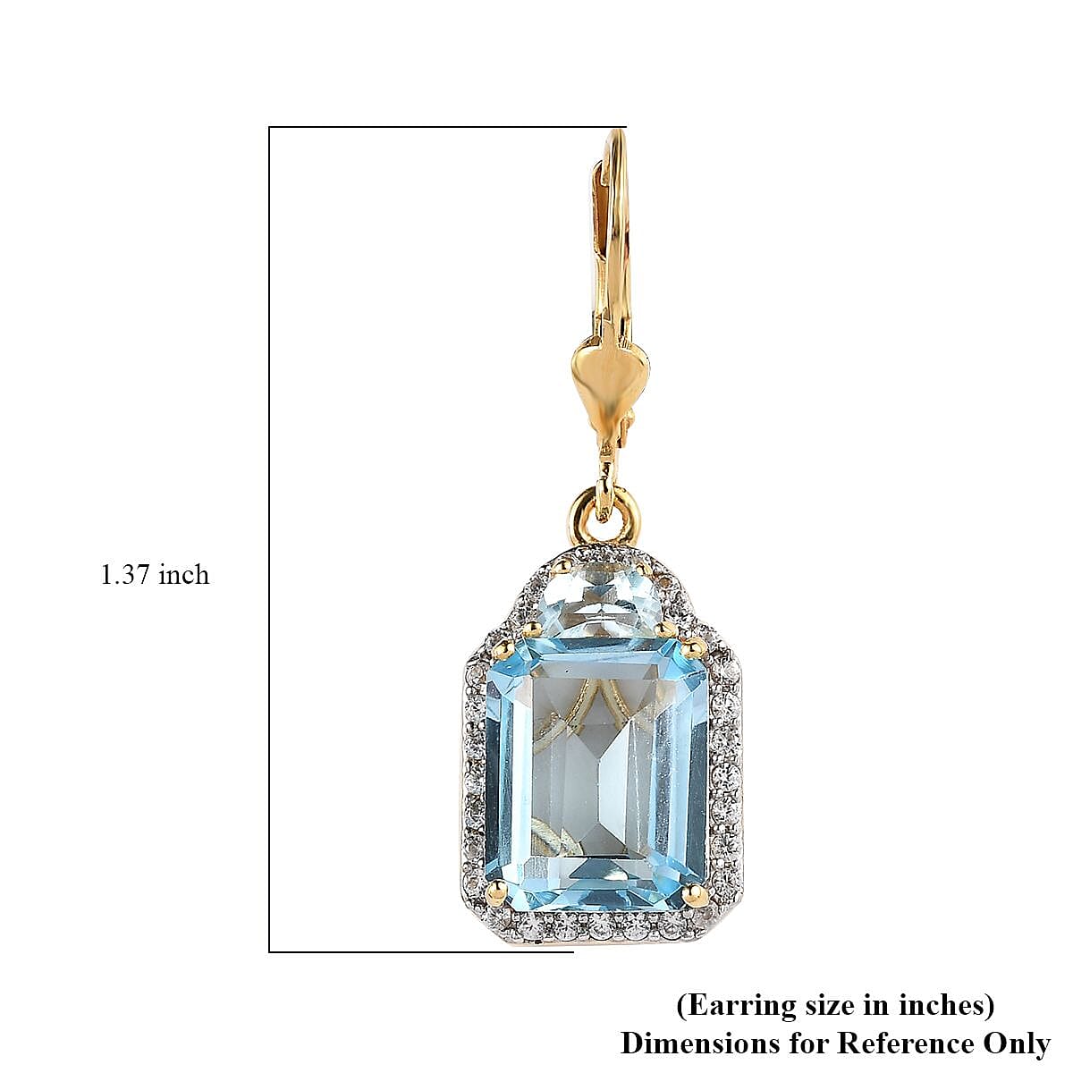 Sky Blue Topaz and White Zircon Lever Back Earrings in Vermeil Yellow Gold Over Sterling Silver 13.50 ctw image number 4