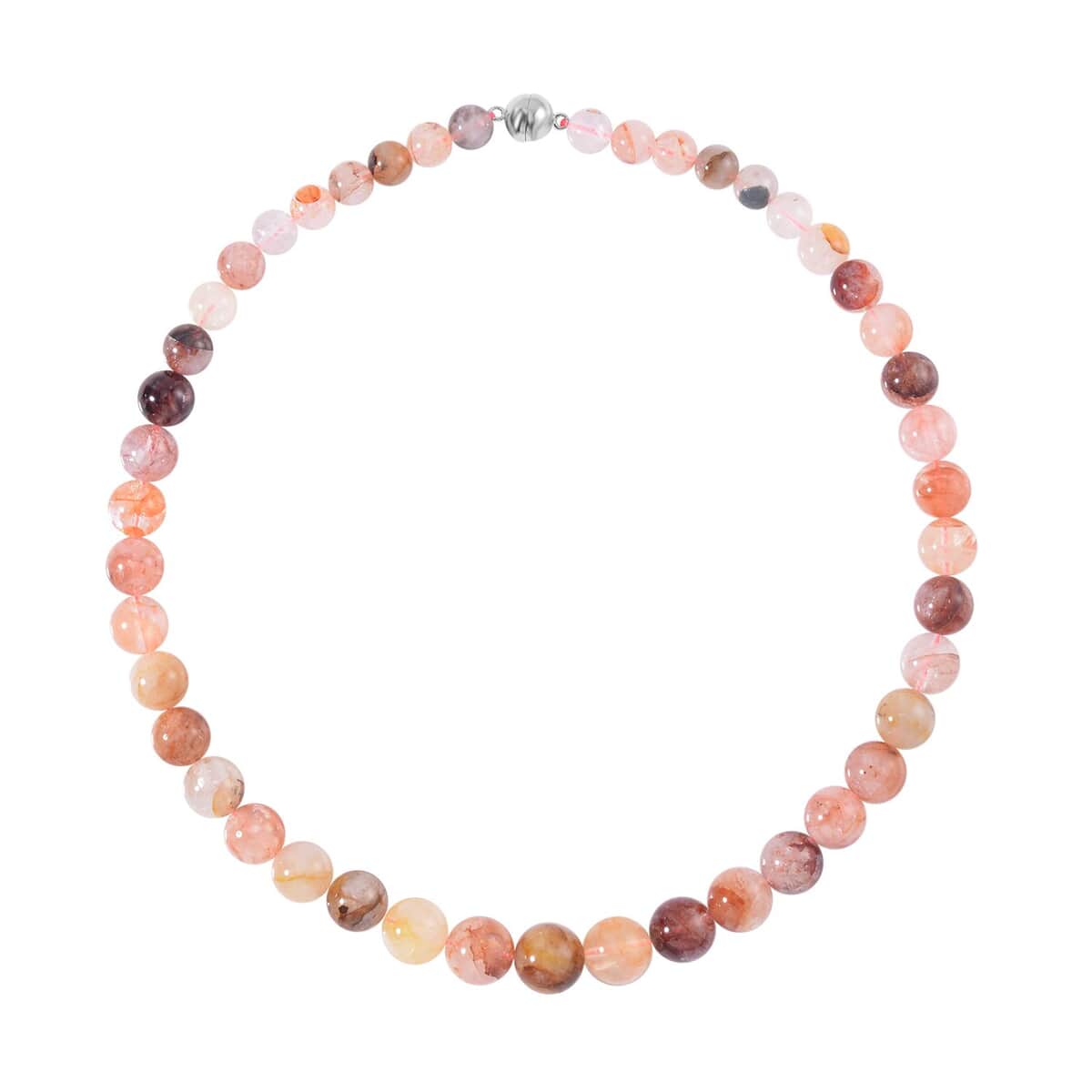 Multi Color Fire Quartz Beaded Necklace 20 Inches in Rhodium Over Sterling Silver 464.20 ctw image number 0