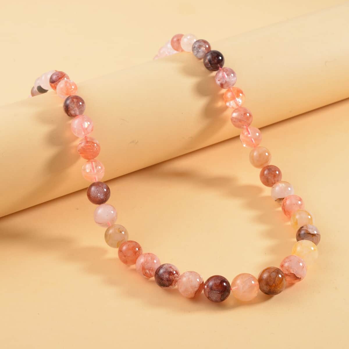 Multi Color Fire Quartz Beaded Necklace 20 Inches in Rhodium Over Sterling Silver 464.20 ctw image number 1