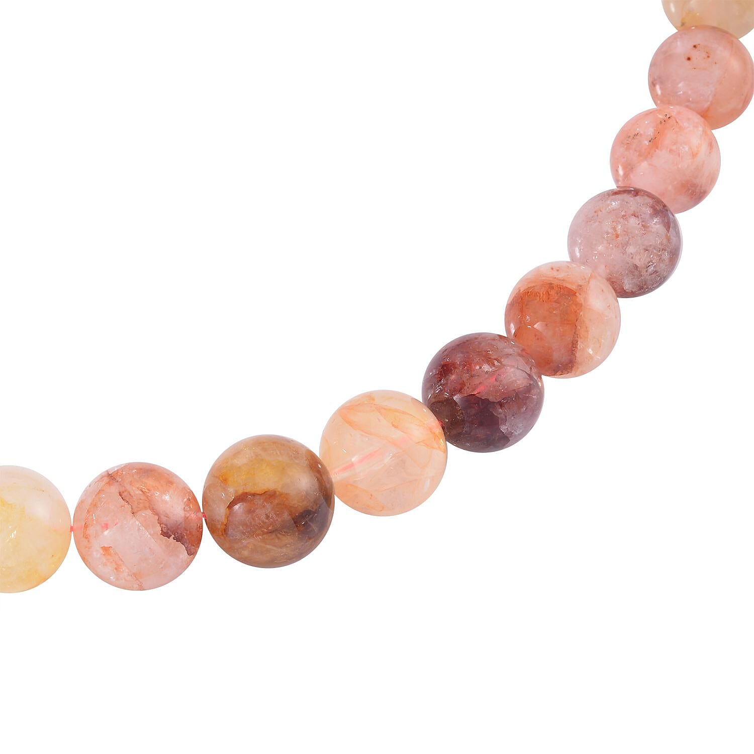 Multi Color Fire Quartz Beaded Necklace 20 Inches in Rhodium Over Sterling Silver 464.20 ctw