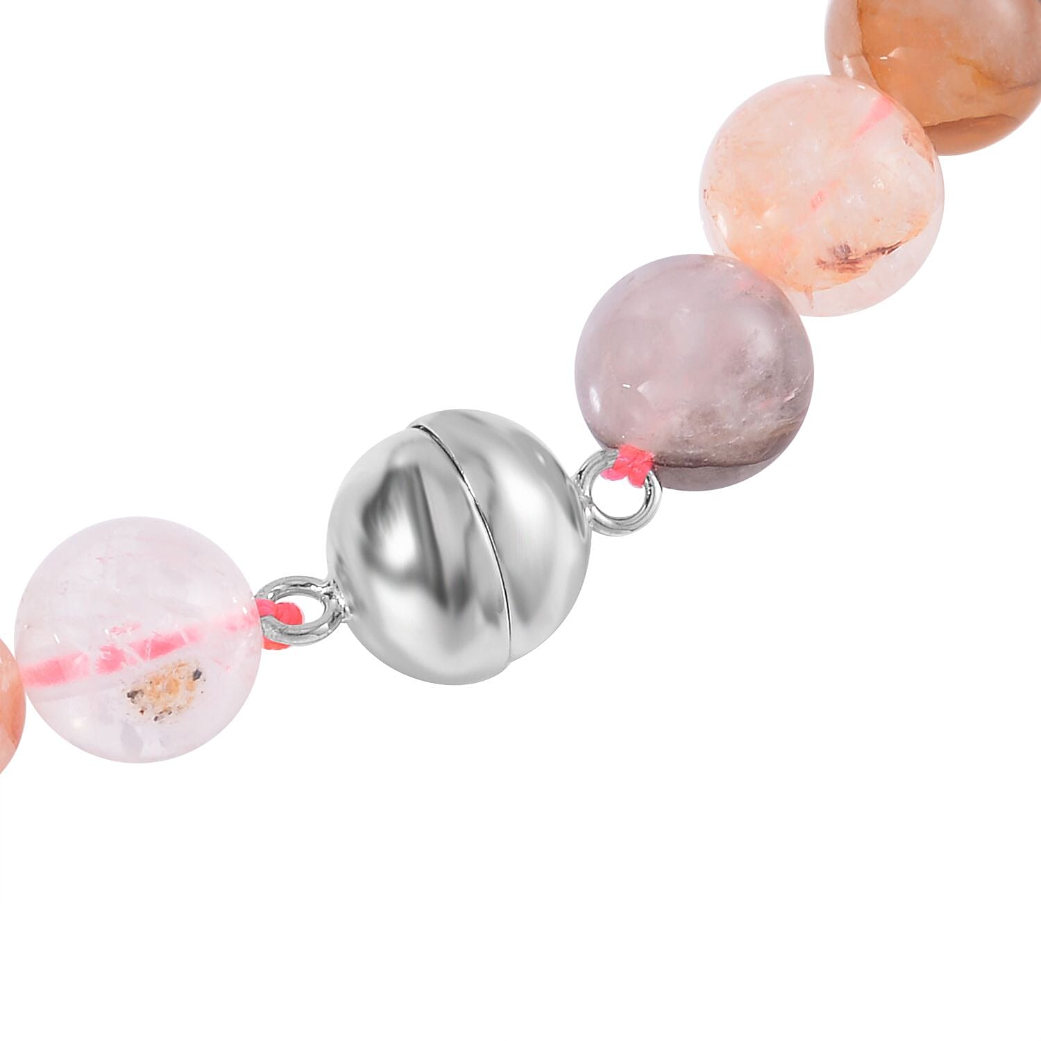 Multi Color Fire Quartz Beaded Necklace 20 Inches in Rhodium Over Sterling Silver 464.20 ctw