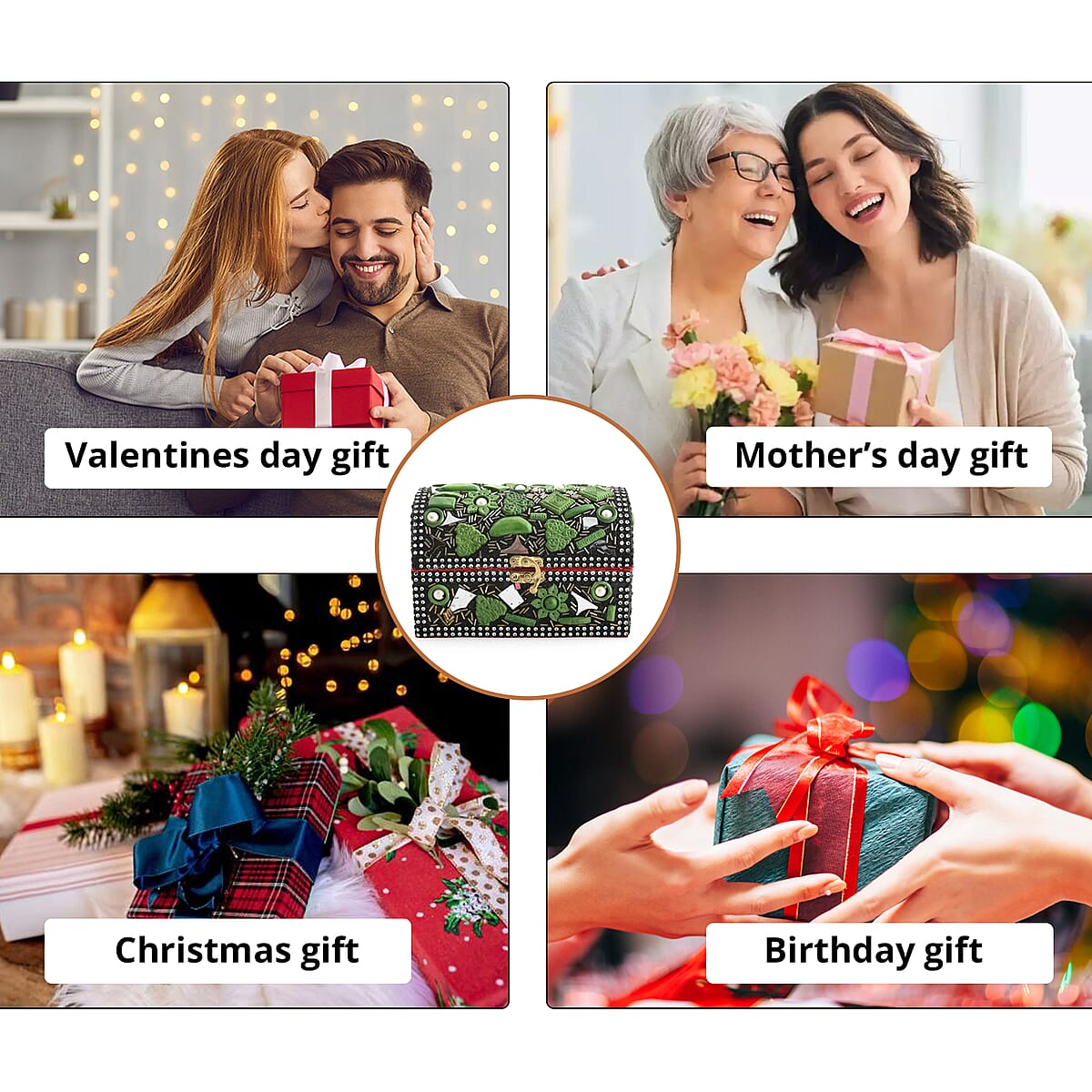 Handmade Green Color Antiqui Dome Shaped Wooden Jewelry Box image number 3