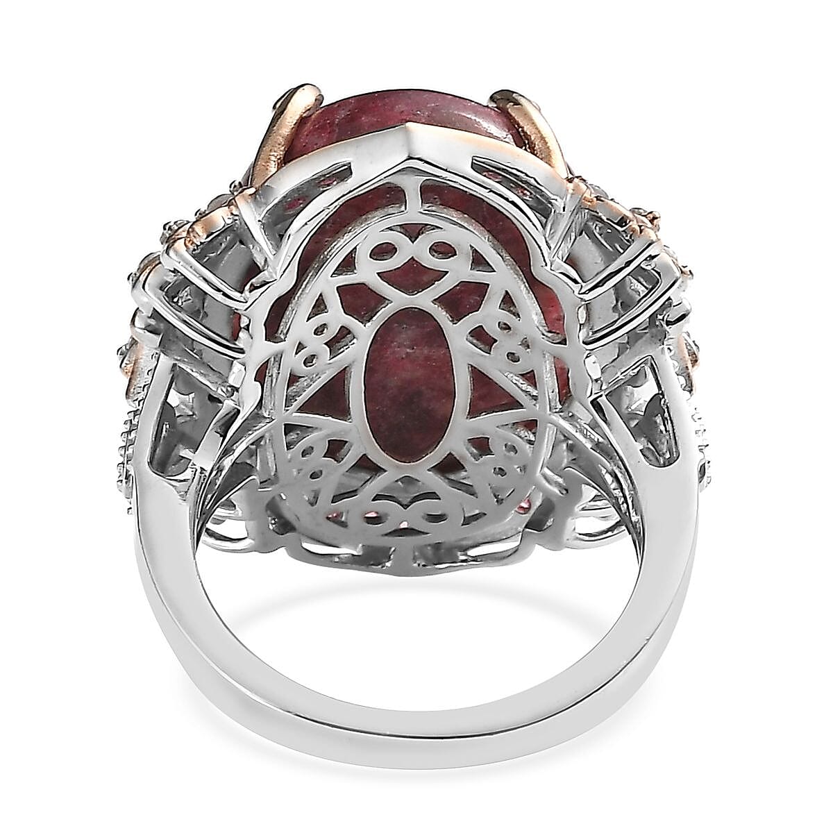 Norwegian Thulite and Multi Gemstone Ring in Vermeil RG and Platinum Over Sterling Silver (Size 10.0) 19.65 ctw