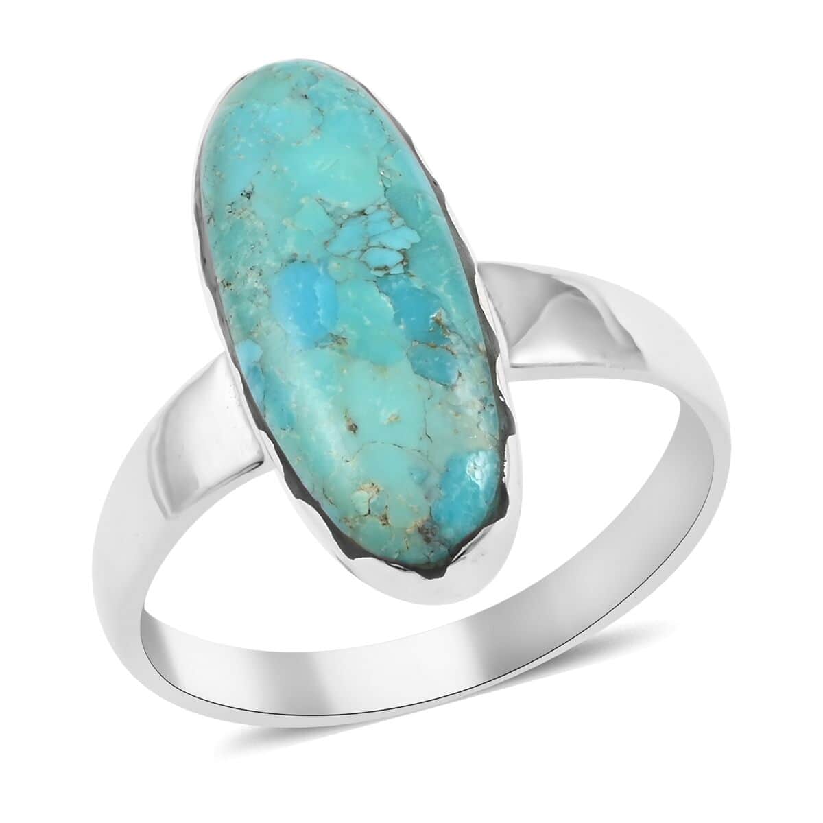 Santa Fe Style Kingman Turquoise Ring in Sterling Silver (Size 10.0) 3.00 ctw image number 0