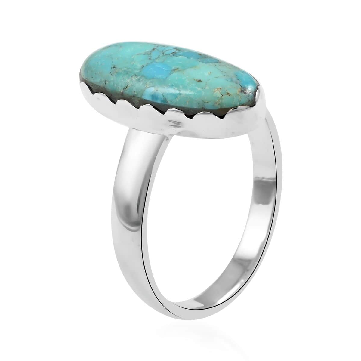 Santa Fe Style Kingman Turquoise Ring in Sterling Silver (Size 10.0) 3.00 ctw image number 3