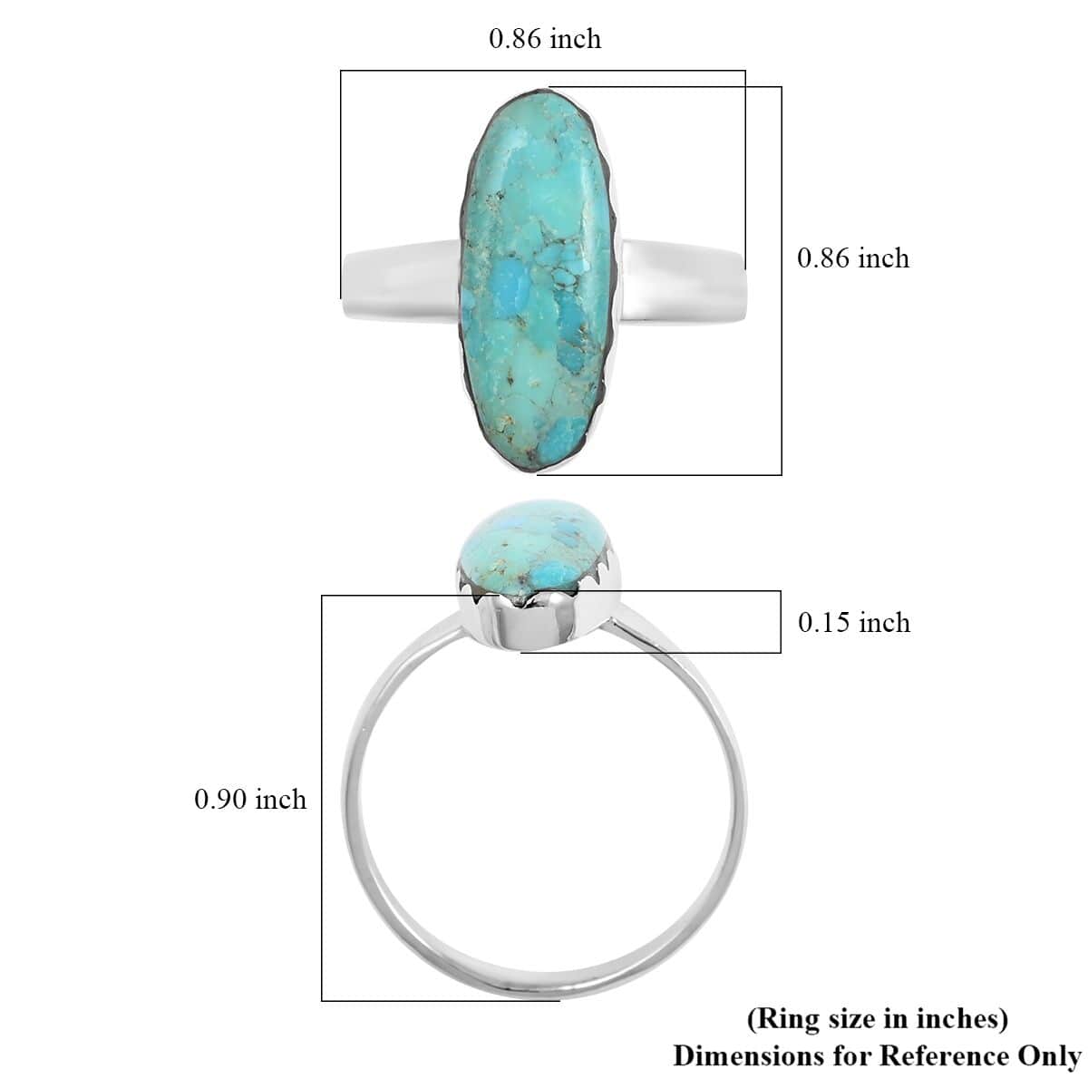 Santa Fe Style Kingman Turquoise Ring in Sterling Silver (Size 10.0) 3.00 ctw image number 4