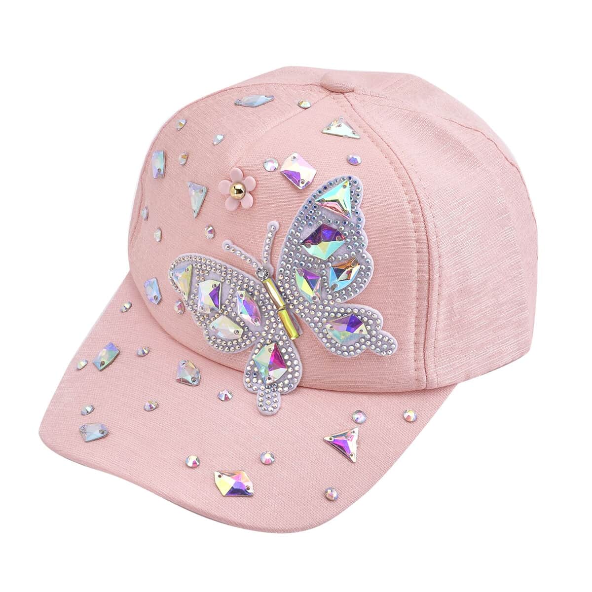 Resin Crystal Big Butterfly Cap - Pink image number 1