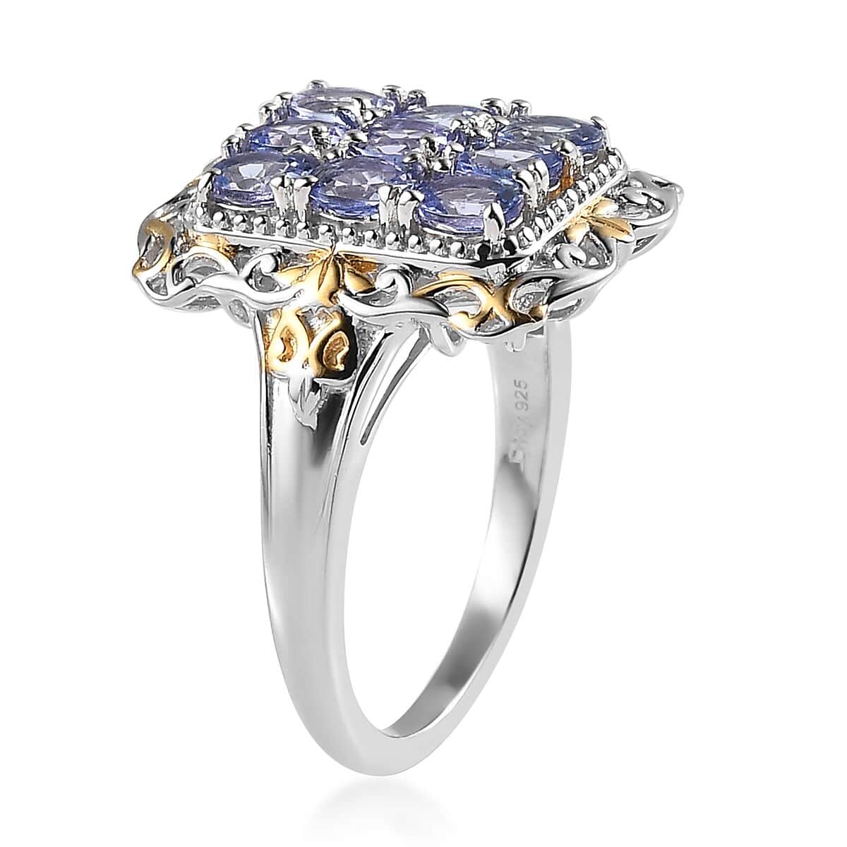 Tanzanite Ring in Vermeil YG and Platinum Over Sterling Silver 1.40 ctw image number 3