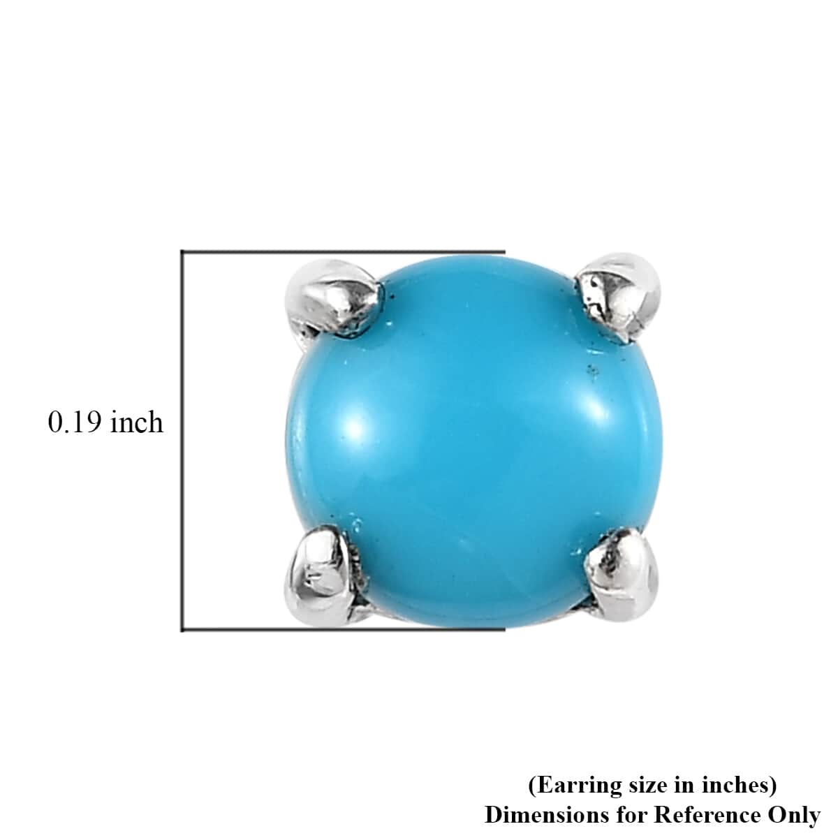 Sleeping Beauty Turquoise Solitaire Stud Earrings in Platinum Over Sterling Silver 0.50 ctw image number 4