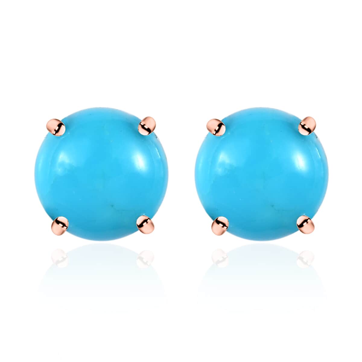 Sleeping Beauty Turquoise Solitaire Stud Earrings in 14K RG Over Sterling Silver 0.50 ctw image number 0