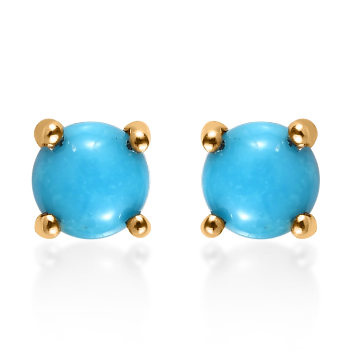 Sleeping Beauty Turquoise Solitaire Stud Earrings in 14K Yellow Gold Over Sterling Silver 0.50 ctw image number 0