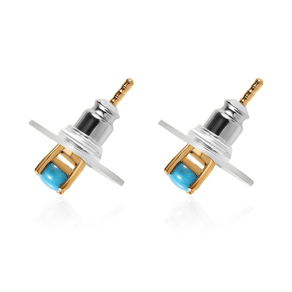 Sleeping Beauty Turquoise Solitaire Stud Earrings in 14K Yellow Gold Over Sterling Silver 0.50 ctw image number 3