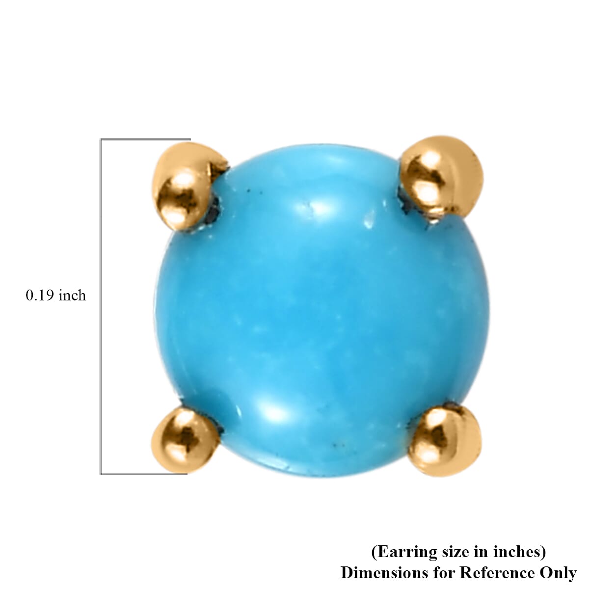 Sleeping Beauty Turquoise Solitaire Stud Earrings in 14K Yellow Gold Over Sterling Silver 0.50 ctw image number 4