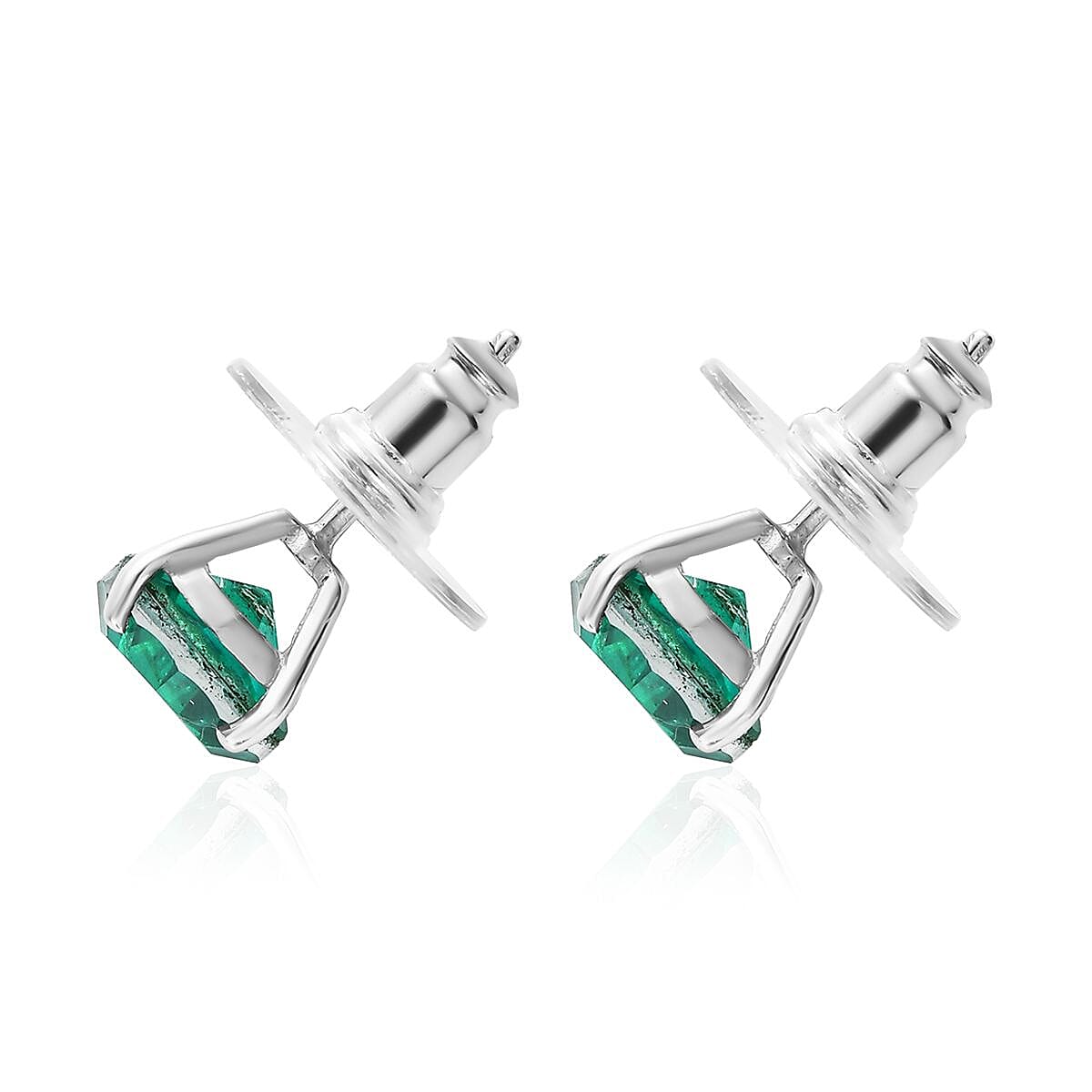 Peacock Quartz (Triplet) Stud Earrings in Platinum Over Sterling Silver 4.35 ctw image number 1