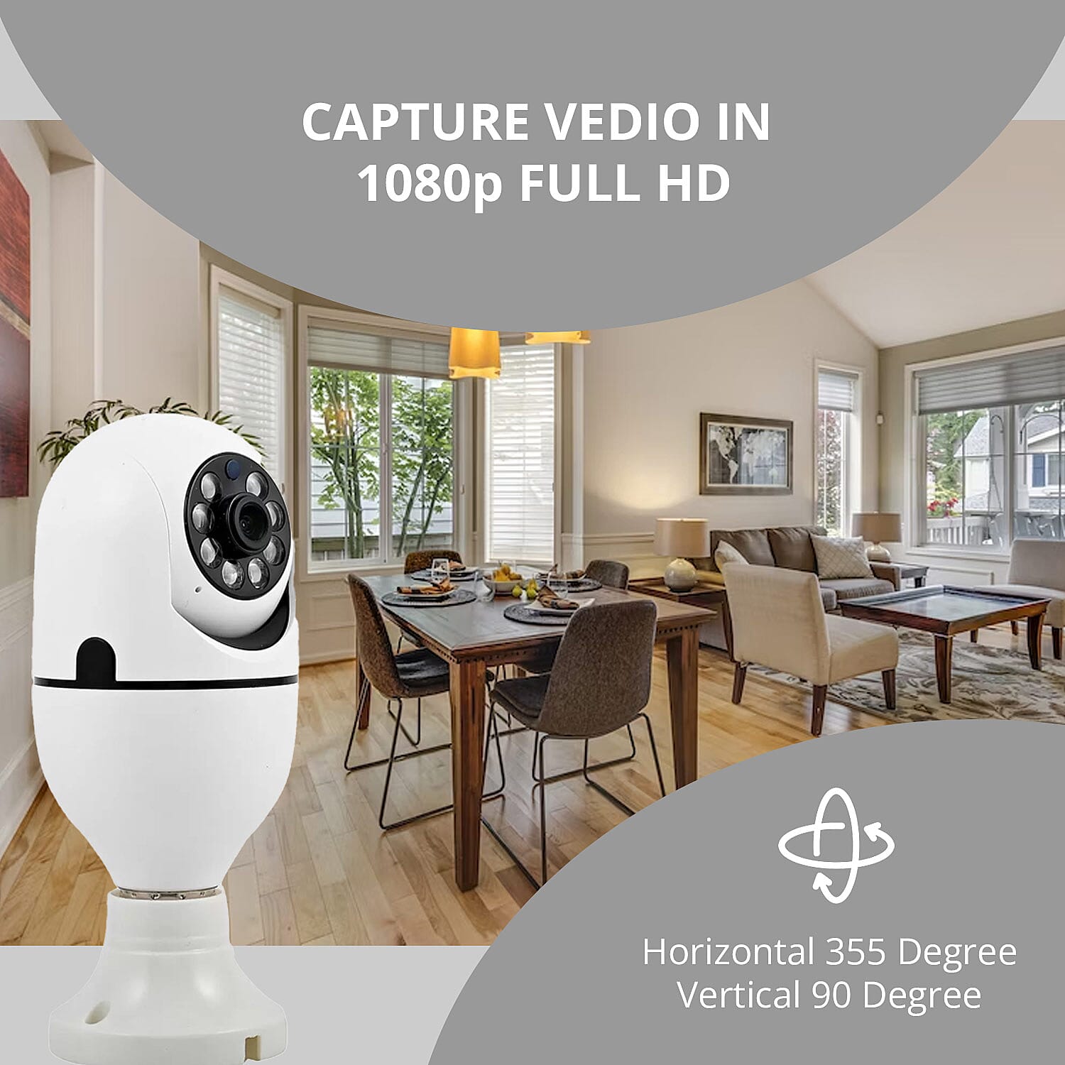 Lifeware WI-FI Security Camera Bulb (Universal Fits All Sockets) , WiFi Light Bulb with Camera , Spy Camera Light Bulb Socket , 360 Camera Bulb , Wireless Light Bulb Camera