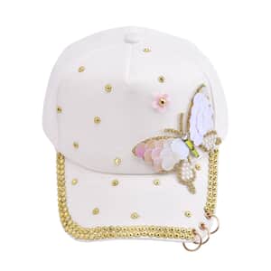 Resin Crystal Butterfly Cap - White