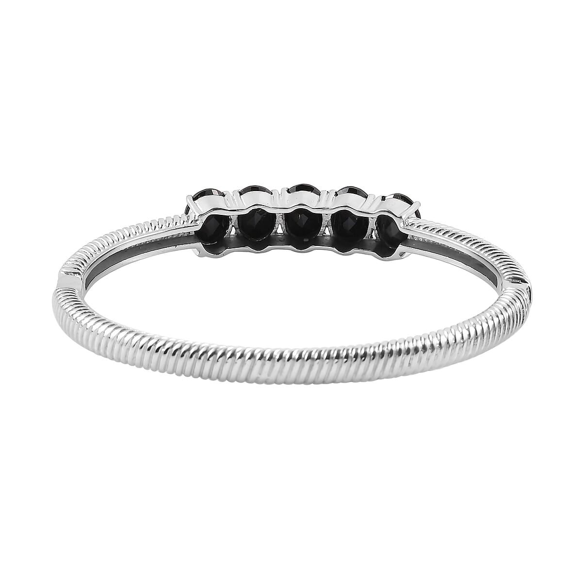 Thai Black Spinel Bangle Bracelet in Stainless Steel (7.25 In) 10.00 ctw image number 4